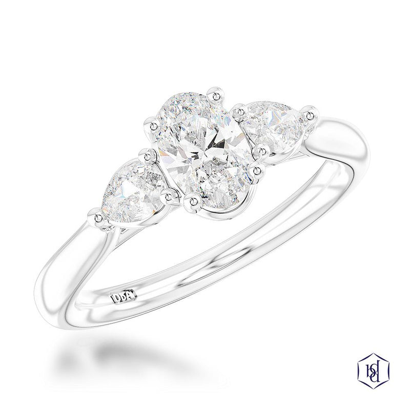 Platinum Oval Cut Engagement Ring - 0.82ct