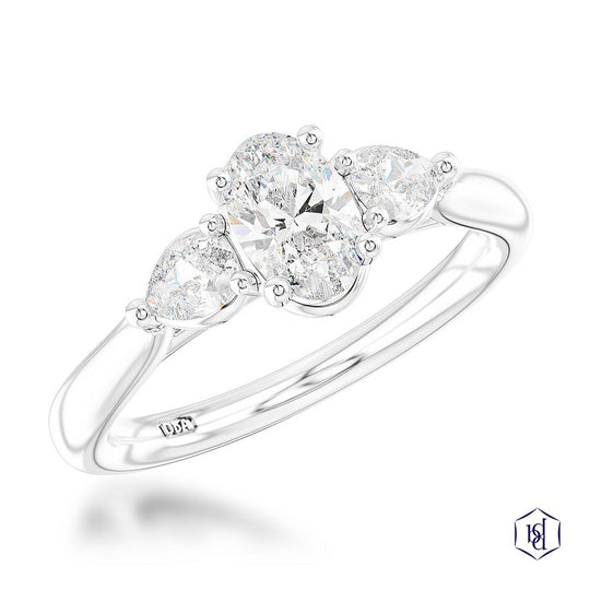 Platinum Oval Cut Engagement Ring - 0.82ct