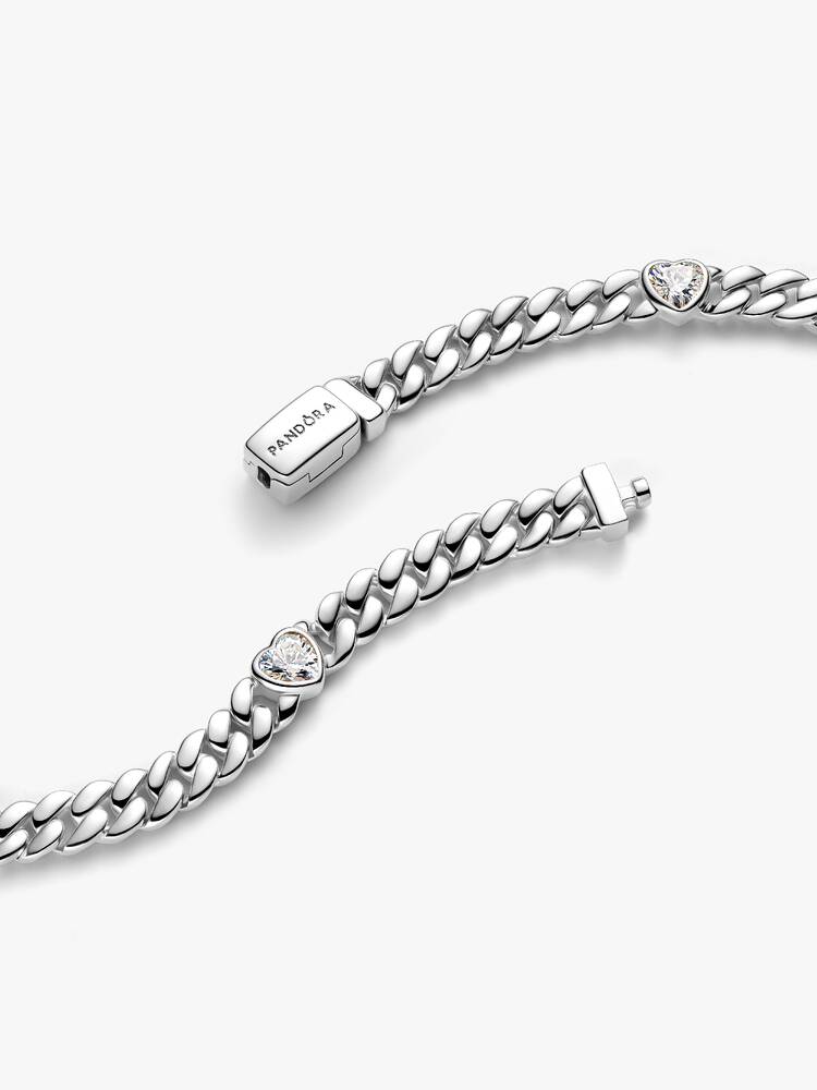 Heart Cuban Chain Bracelet - Sterling Silver - 594226C01
