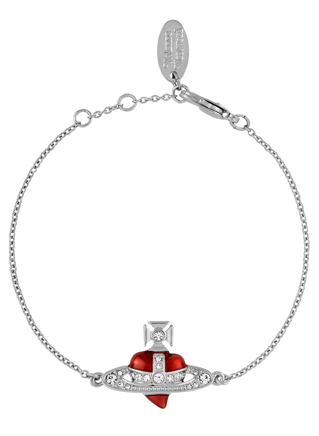 New Diamante Heart Bracelet - Silver/Indian Pink - 6102021T-02P383