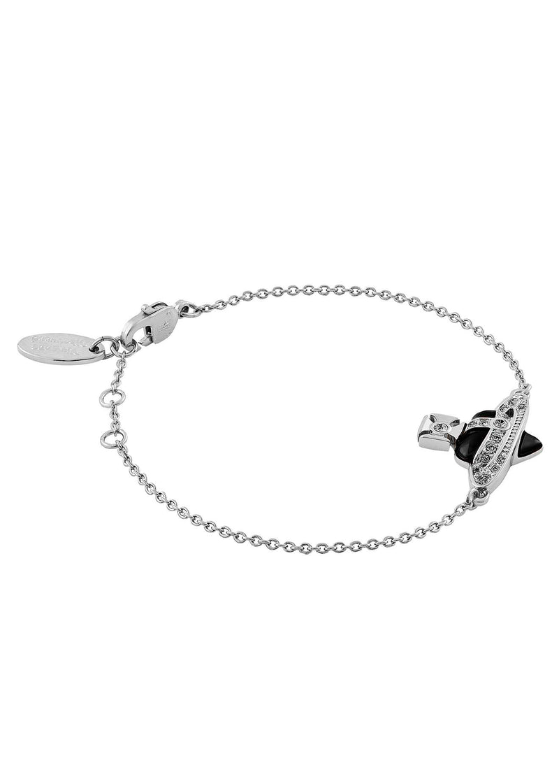 New Diamante Heart Bracelet - Silver/Black - 6102021T-02P384