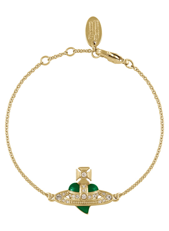 New Diamante Heart Bracelet - Gold/Green - 6102021T-02R976