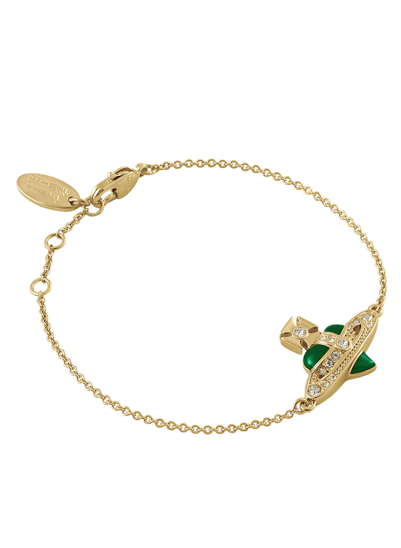 New Diamante Heart Bracelet - Gold/Green - 6102021T-02R976