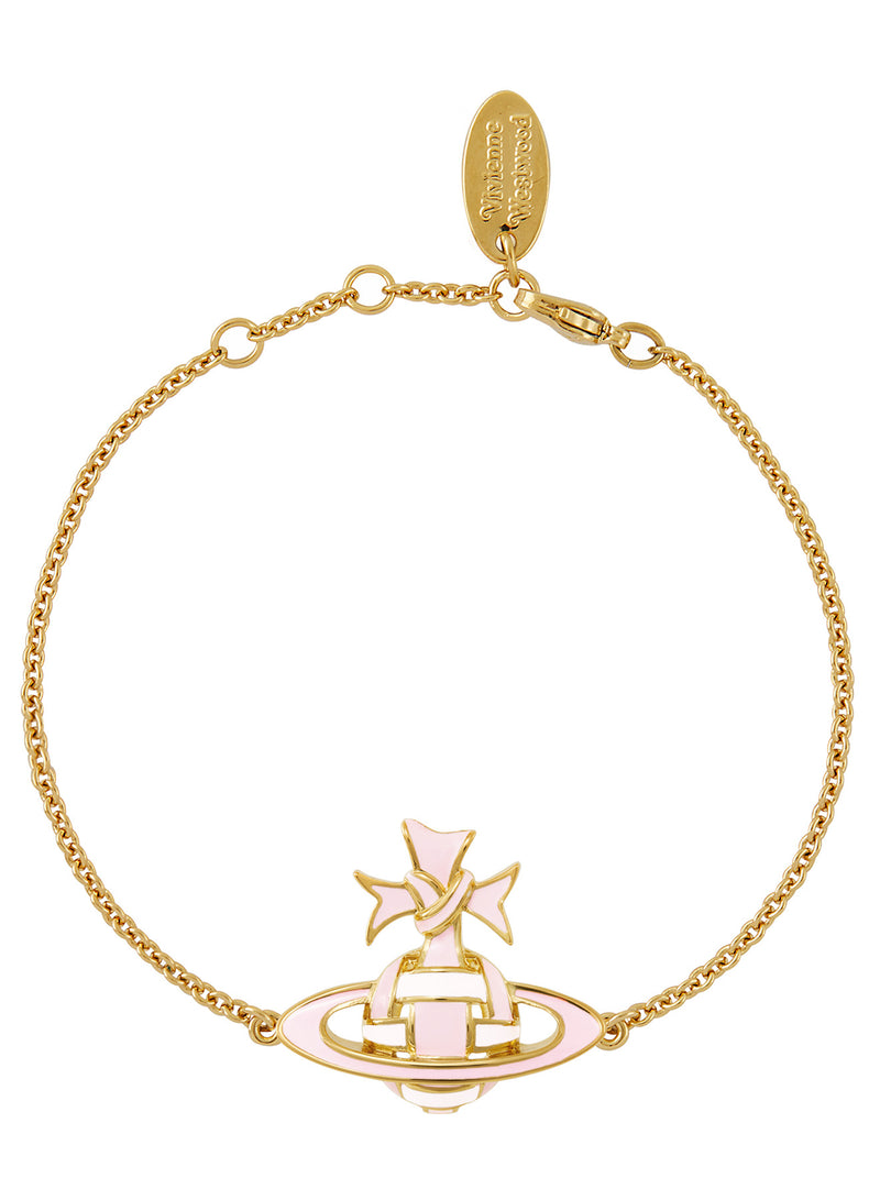 Ribbon Bas Relief Bracelet - Gold/Pink - 61020242-02R882