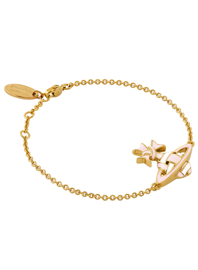 Ribbon Bas Relief Bracelet - Gold/Pink - 61020242-02R882