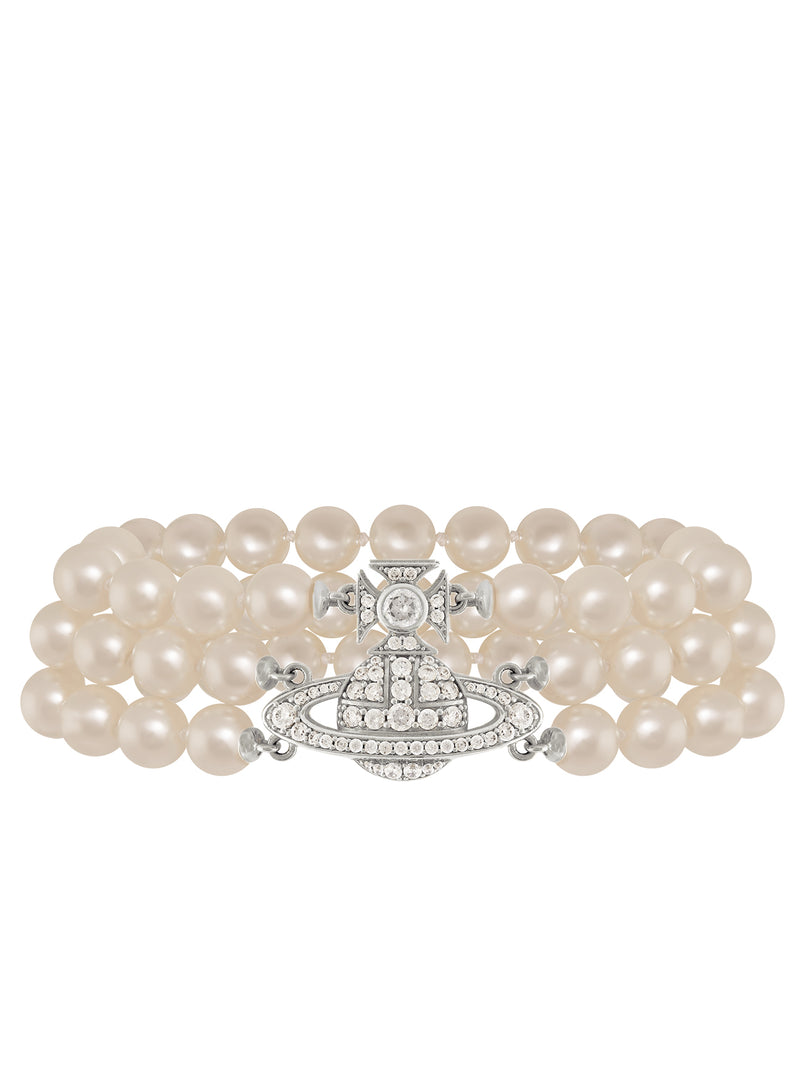 Graziella Three Row Pearl Bracelet - Silver - 6103008J-02P132-W2