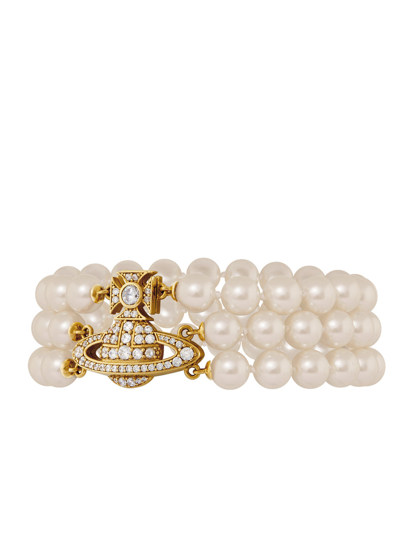 Graziella Three Row Pearl Bracelet - Gold - 6103008J-02R143-W2