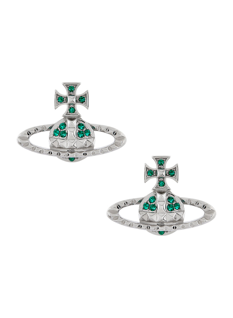 Mayfair Bas Relief Earrings - Silver/Emerald Green - 62010029-02W126-MY