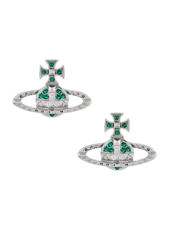 Mayfair Bas Relief Earrings - Silver/Emerald Green - 62010029-02W126-MY