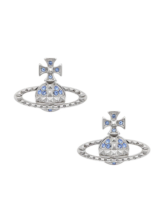 Mayfair Bas Relief Earrings - Silver/Sapphire - 62010029-02W388-MY