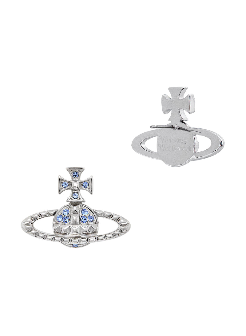 Mayfair Bas Relief Earrings - Silver/Sapphire - 62010029-02W388-MY