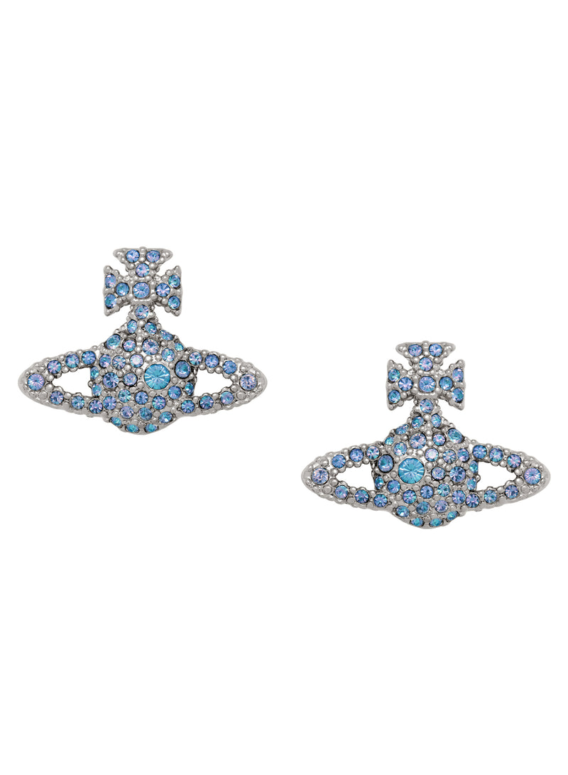 Grace Bas Relief Stud Earrings - Silver/Blue - 62010124-02P441