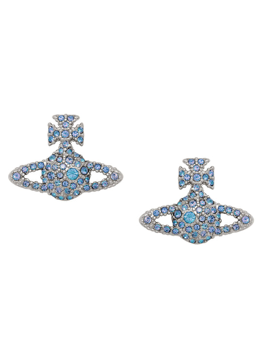 Grace Bas Relief Stud Earrings - Silver/Blue - 62010124-02P441