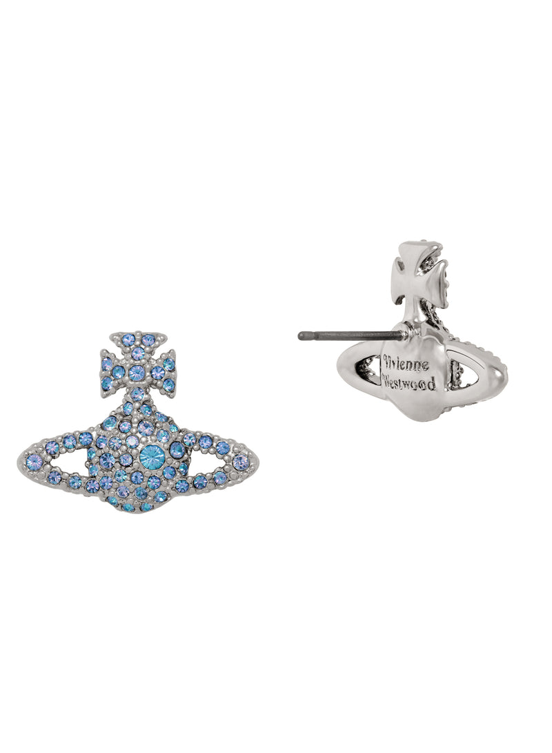 Grace Bas Relief Stud Earrings - Silver/Blue - 62010124-02P441