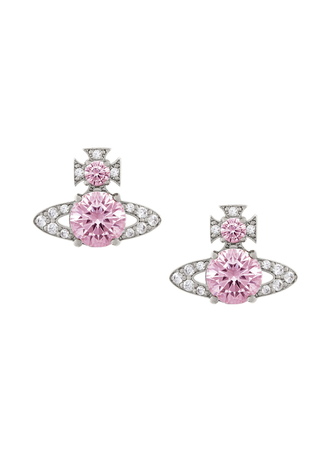 【VIVIENNE WESTWOOD】 BERNARDINA EARRINGS : MILKY PINK CZ vivienne-westwood-Platinum-