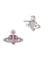 New Diamante Heart Earrings - Silver/Pink - 6201033K-02P686