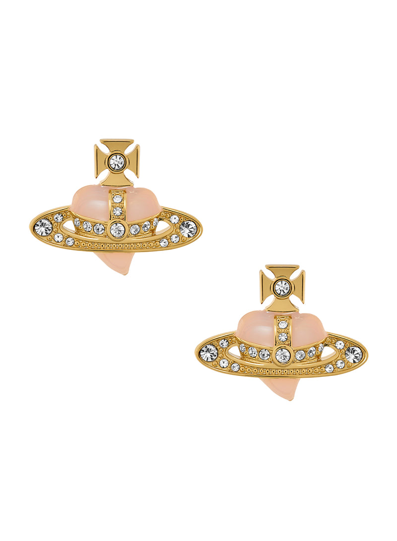 New Diamante Heart Earrings - Gold/Rose Opal - 6201033K-02R655-CN