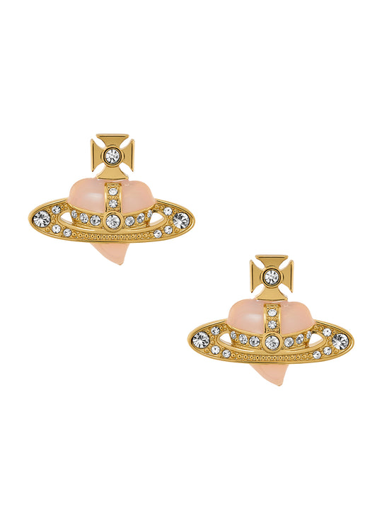 New Diamante Heart Earrings - Gold/Rose Opal - 6201033K-02R655-CN