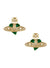 New Diamante Heart Earrings - Gold/Green - 6201033K-02R976