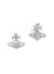 Ribbon Bas Relief Earrings - Silver/Sky Blue - 62010366-02P599