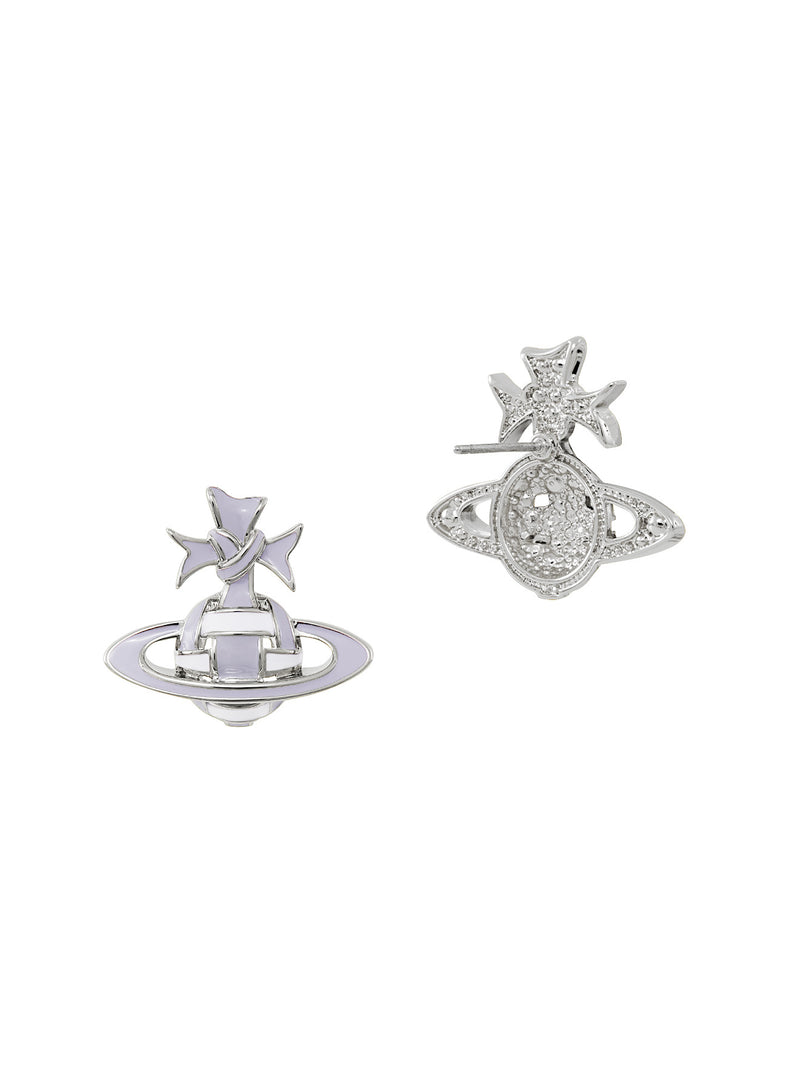 Ribbon Bas Relief Earrings - Silver/Sky Blue - 62010366-02P599