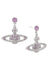 Mini Bas Relief Drop Earrings - Silver/Violet - 62020025-02P491
