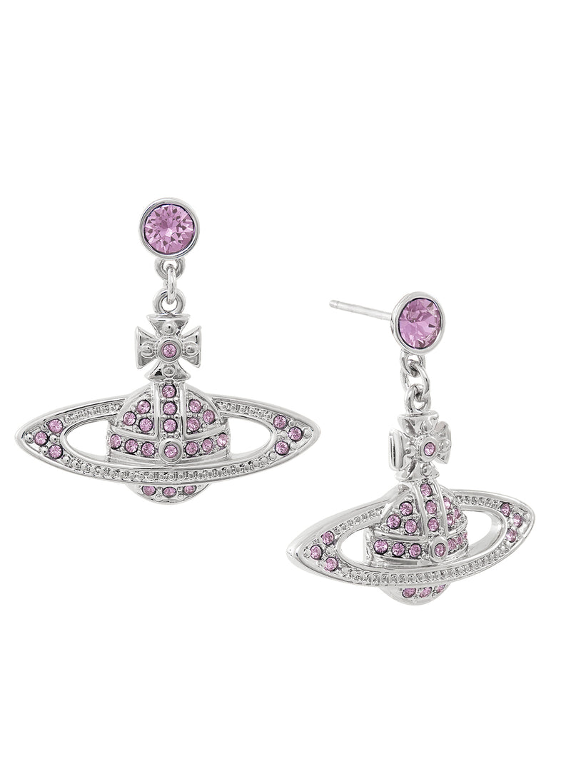 Mini Bas Relief Drop Earrings - Silver/Violet - 62020025-02P491