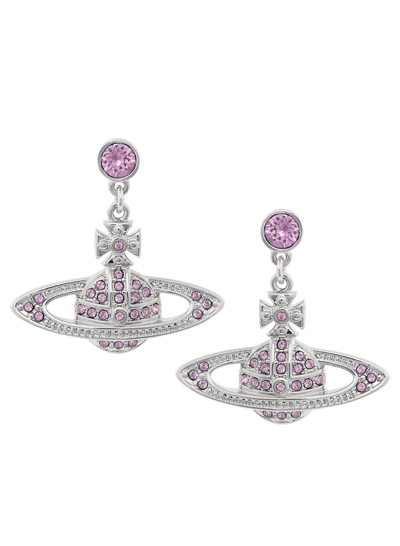 Mini Bas Relief Drop Earrings - Silver/Violet - 62020025-02P491