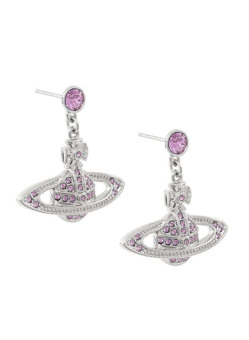 Mini Bas Relief Drop Earrings - Silver/Violet - 62020025-02P491