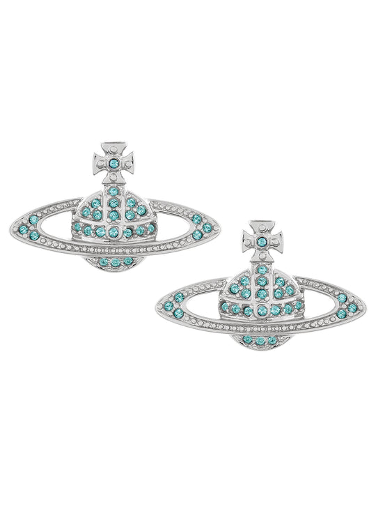 Mini Bas Relief Earrings - Silver/Aqua - 62020033-02P763