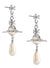 Pearl Drop Earrings - Silver - 62020034-02P128-CN