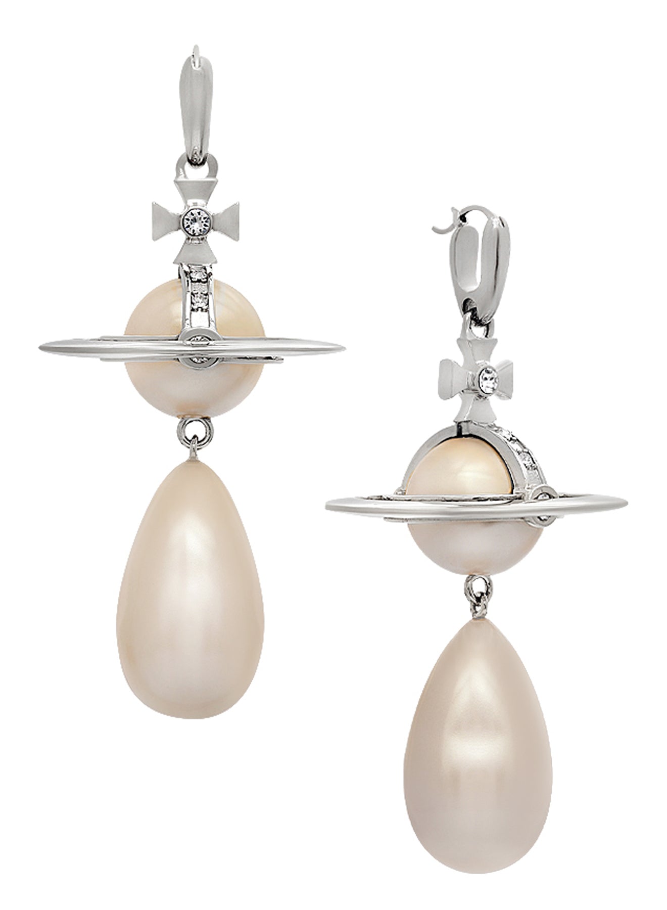 Giant Pearl Drop Earrings - Silver - 62030080-02P103-IM