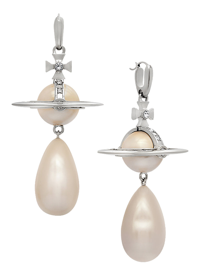 Giant Pearl Drop Earrings - Silver - 62030080-02P103-IM
