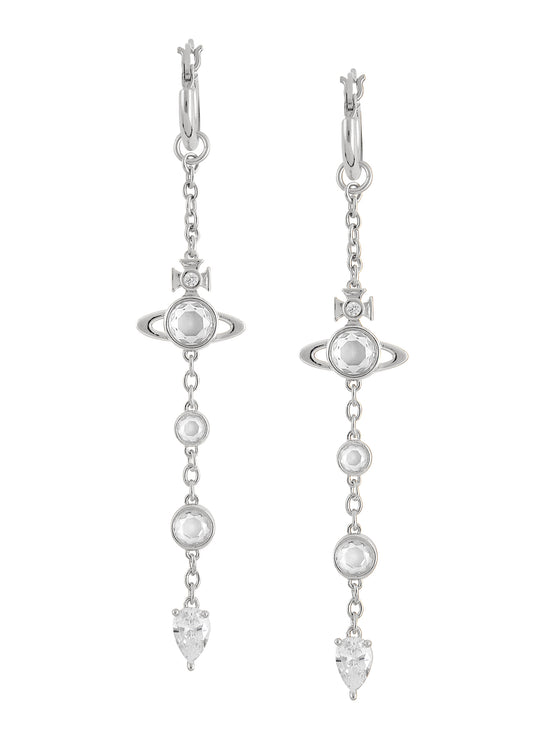 Phaedra Long Earrings - Silver/White - 6202015R-01P102-SM