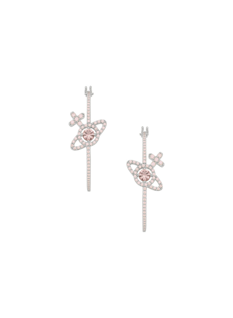 Olympia CZ Hoop Earrings - Silver/Peach - 6202017X-02P773