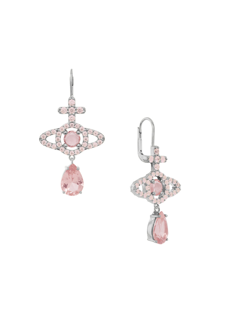 Olympia CZ Drop Earrings - Silver/Peach - 6202017Y-02P773