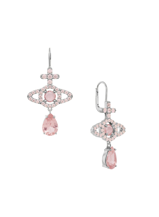Olympia CZ Drop Earrings - Silver/Peach - 6202017Y-02P773