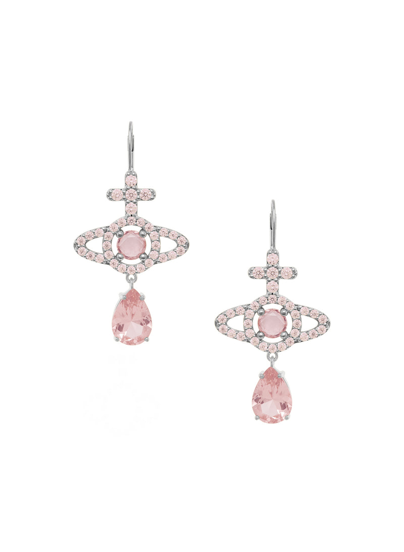 Olympia CZ Drop Earrings - Silver/Peach - 6202017Y-02P773