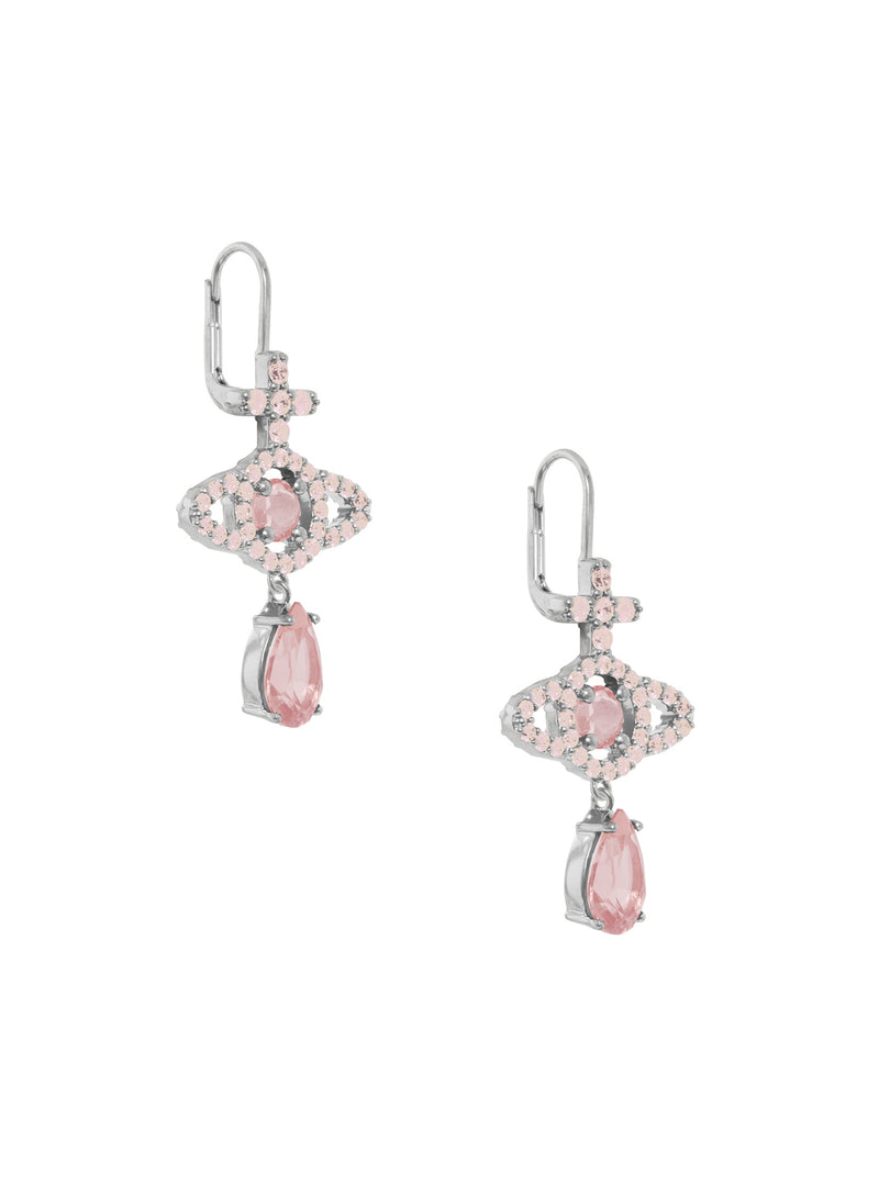 Olympia CZ Drop Earrings - Silver/Peach - 6202017Y-02P773