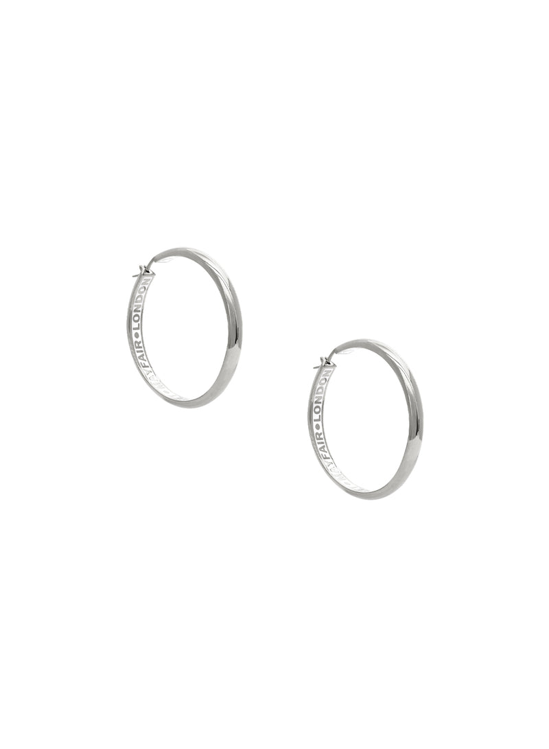 Joycelyn Hoop Earrings - Silver/White - 6203007L-02P294-IM