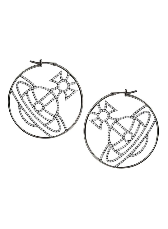 Eloisa Hoop Earrings - Silver Ruthenium - 6203008R-02S104