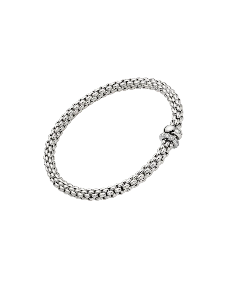 Solo Flex'it Bracelet with Diamonds, Medium - 18ct White Gold - 62406BPAVEM-B