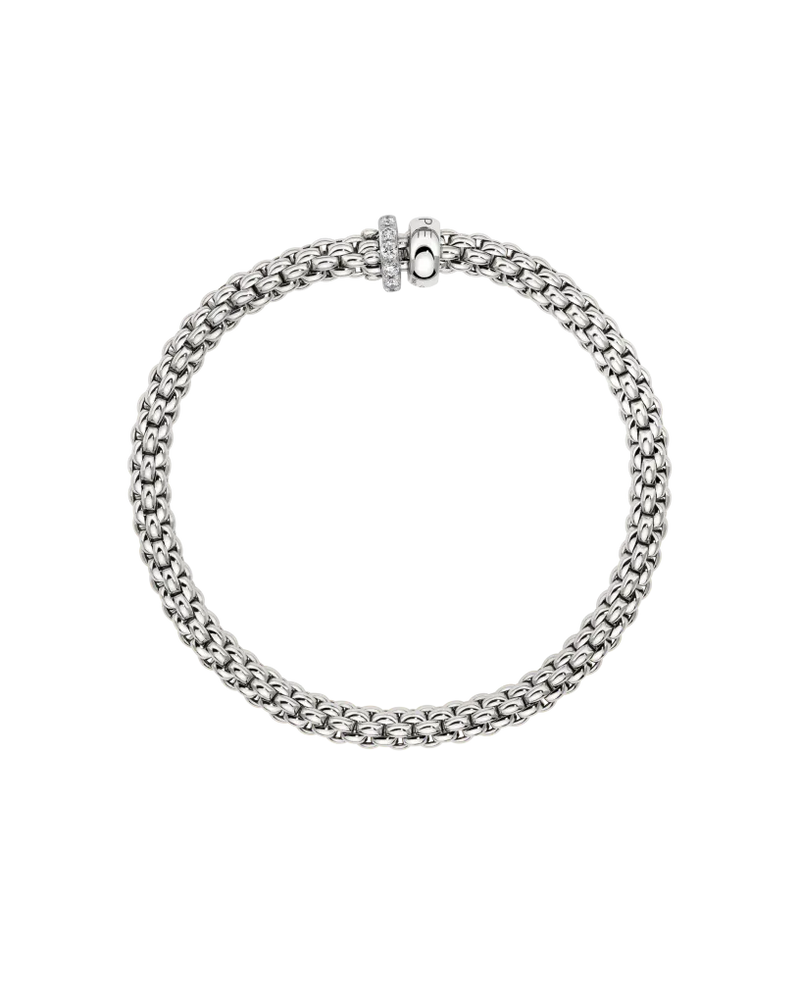 Solo Flex'it Bracelet with Diamonds, Medium - 18ct White Gold - 62406BPAVEM-B