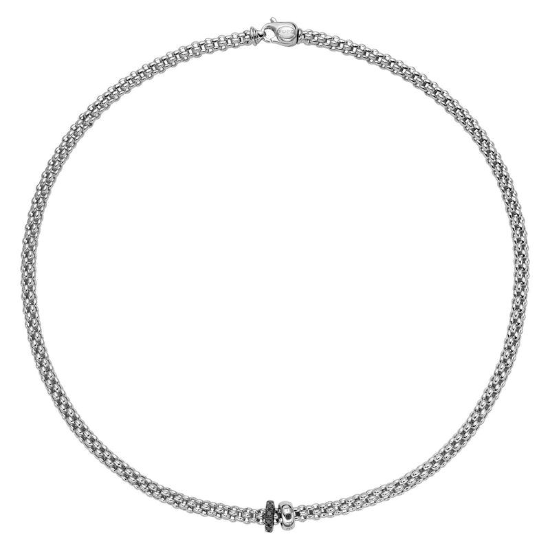 Solo Black Diamond Necklace, 43cm - 18ct White Gold - 62406CPAVEN-B