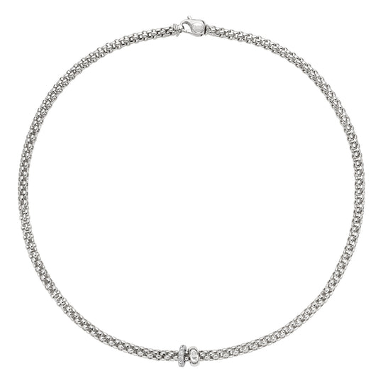 Solo Diamond Necklace, 50cm - 18ct White Gold - 62406CPAVE-B