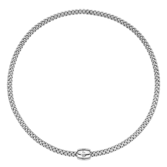 Solo Necklace With Diamond, 40cm - 18ct White Gold - 62606CBBR-B-400