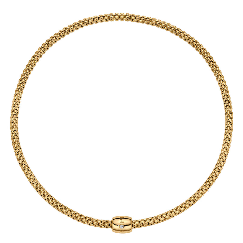 Solo Necklace With Diamond, 37cm - 18ct Yellow Gold - 62606CBBR-G-370