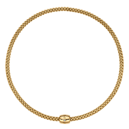 Solo Necklace With Diamond, 37cm - 18ct Yellow Gold - 62606CBBR-G-370