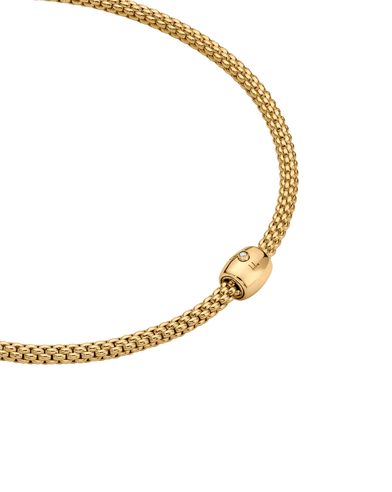 Solo Necklace With Diamond, 37cm - 18ct Yellow Gold - 62606CBBR-G-370