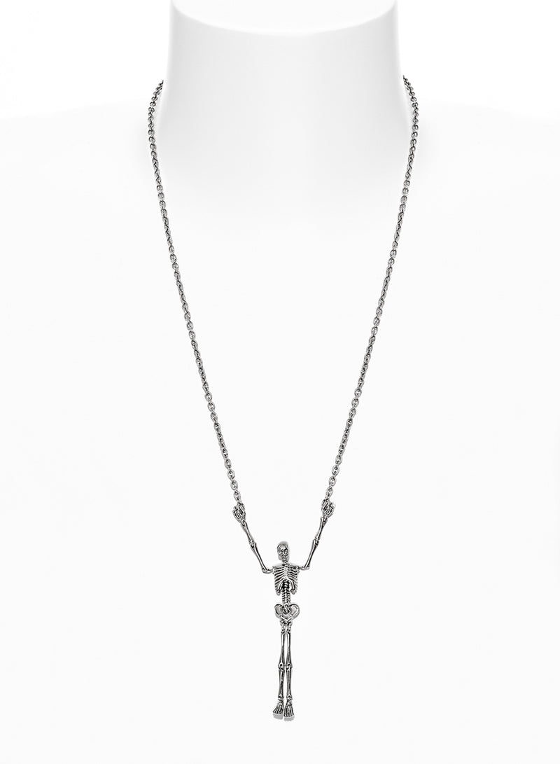 Skeleton Long Necklace - Silver - 63010024-W113-IM